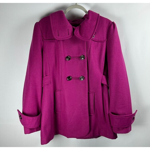 Jackets & Blazers - Green‎ With Envy Peacoat 1X Hot Pink Twee Barbiecore Coquette Mod Wool Blend